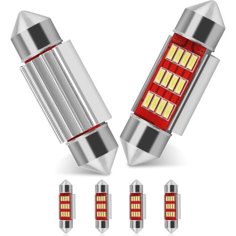 36mm Festoon LED Car Bulb 6pcs, LED Dome Reading Xenon White Bulbs Car Interior Light Bulb Replacement Number Plate Lights Map Lamps No Polarity 12V SMD 3014 180LM (36mm) (1/5)