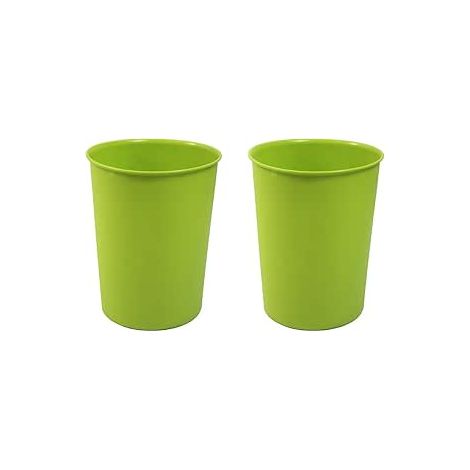 Quality Vibrance Green Lightweight Plastic Waste Paper Basket Bin, Set of 2 (1/3)