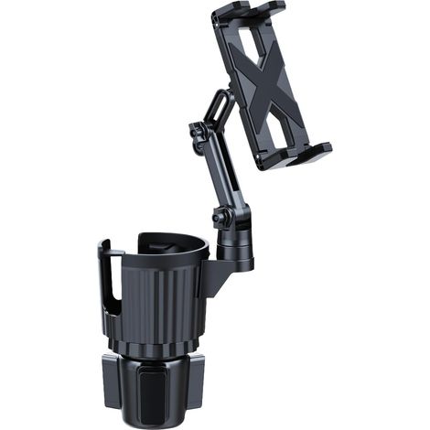 Support universel pour porte-gobelet de voiture pour téléphones et appareils de 4,7 à 12,9" avec bras mobile et tour de vélo (1/4)