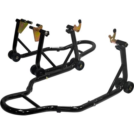 Cavalletto alzamoto anteriore e posteriore in acciaio nero per Yamaha Honda Kawasaki Suzuki (1/5)