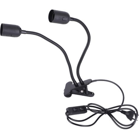 Douille de lampe de table E27/E26 noire à double tête, orientable à 360°, en matériau durable, avec prise 100-240 V. (1/5)