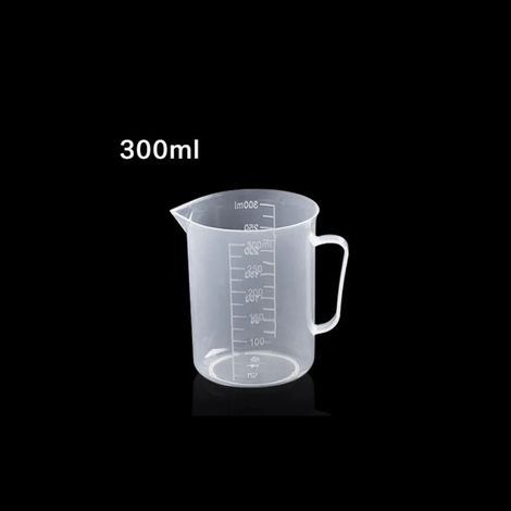 Tasse à mesurer graduée (300 ml) pour la cuisine et la pâtisserie, bécher de laboratoire en plastique transparent avec couvercle, grande capacité, verre mélangeur transparent. (1/5)