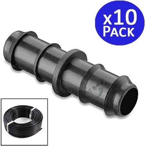 Suinga – Lot de 10 jonctions goutte à goutte 16 mm – Raccord noir pour tuyau d'irrigation – Fabriqué en Espagne – Accessoire jardinage pro