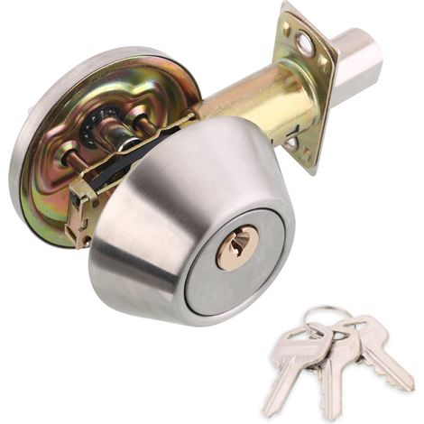 Poignée de porte verrouillable avec 3 clés, poignée de confidentialité pour chambre et salle de bain, en acier inoxydable poli, poignée de porte intérieure verrouillable. (1/2)