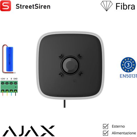 143637 - Superior - Superior StreetSiren DoubleDeck Fibra - Sirena con cornice LED e pannello frontale sostituibile - colore black - Ajax sicurezza professionale
