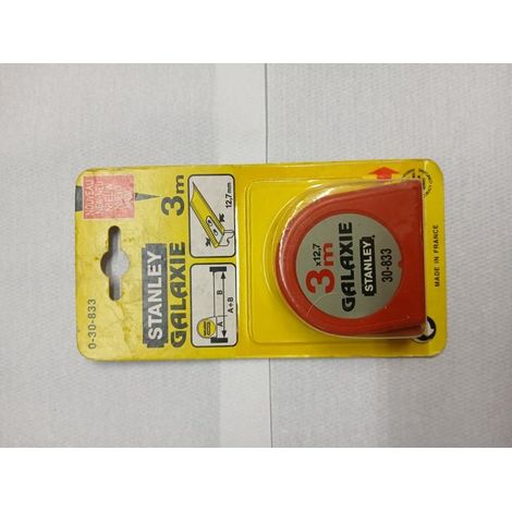Mètre à ruban - STANLEY - 0-30-833 Galaxie - 3 m - 12,7 mm - Ruban anticorrosion 2 couches