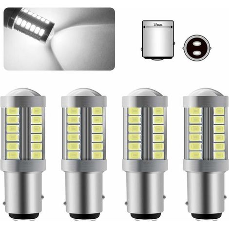 4 bombillas LED 1157 BAY15D, luz blanca superbrillante 6000K, 5630 33 SMD, bombilla de luz de freno Canbus, 12V (1/5)