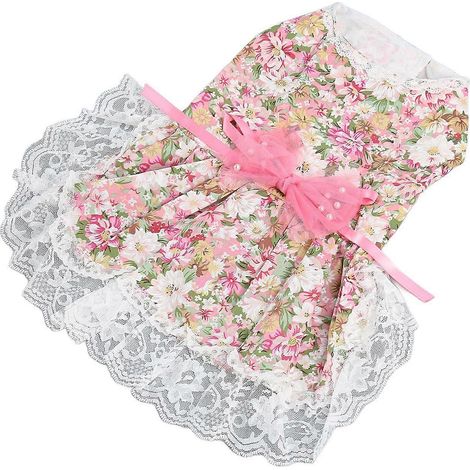 Robe pour chien douce, respirante, mignonne et élégante, à fleurs et nœud papillon, idéale pour un mariage, un anniversaire ou toute autre occasion. (1/2)