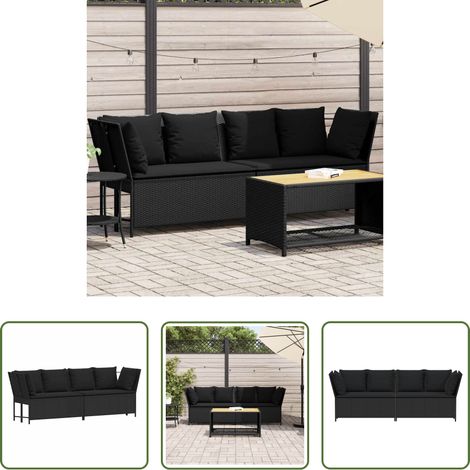 Rattan -  Gartensofa mit Kissen Schwarz Poly Rattan (1/5)
