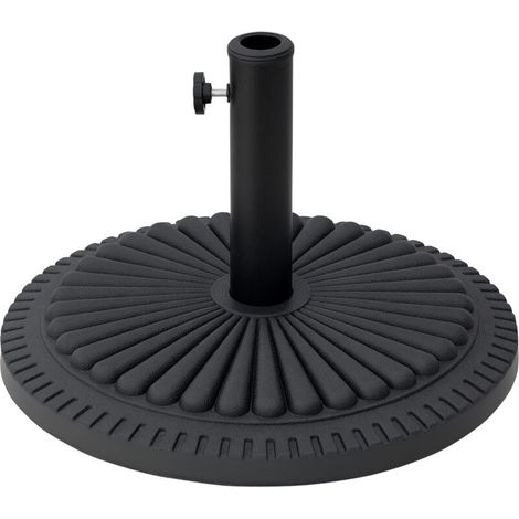 Pied de parasol base de lestage parasol rond ciment HDPE motif rosace Ø 49 cm poids net 14 Kg noir (1/5)