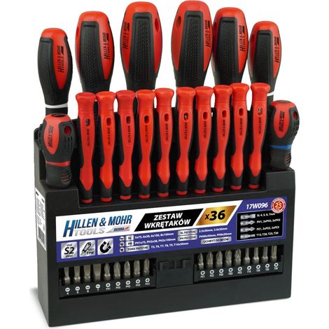 DEDRA - Set di 36 cacciaviti e punte con supporto - utensile professionale