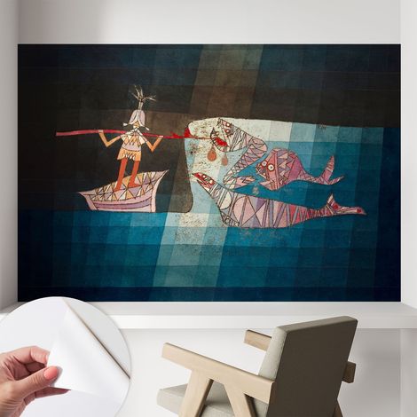 Papier peint autocollant adhésif décoratif avec motifs pour salon et chambre a motif Le pêcheur chasseur 104x70 cm (1/5)