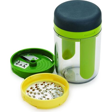 Cortador espiral 3 en 1 - Incluye bandeja recolectora - Acero inoxidable/Nylon - 7,8 x 7,8 x 16 cm - Verde - ABS (1/5)