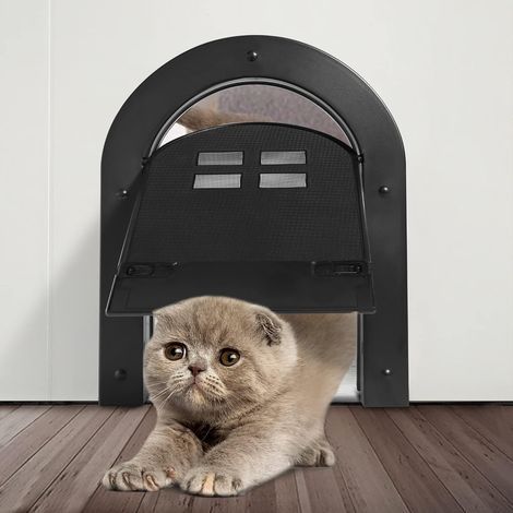 Innentür für Katzen – 2-Wege-Schloss – für Katzen bis zu 9 kg – Türen für Katzen, Kätzchen und kleine Hunde (schwarz)