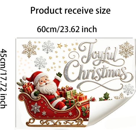 Autocollant de vitrine « Père Noël créatif sur un traîneau » à effet statique pour centres commerciaux, magasins et vitrines - JDT6080 (4560cm)