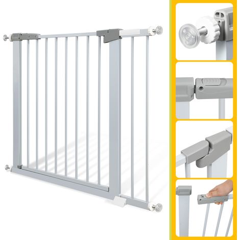 Wolketon Barriera di sicurezza 90-97cm Barriera di sicurezza per bambini per porte e corridoi colore bianco massima versatilità Bianco