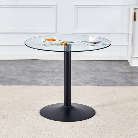 Table basse minimaliste moderne en poutre de verre : Avec un diamètre de 85 cm et une hauteur de 76 cm, c'est le choix idéal pour créer une ambiance légèrement luxueuse.