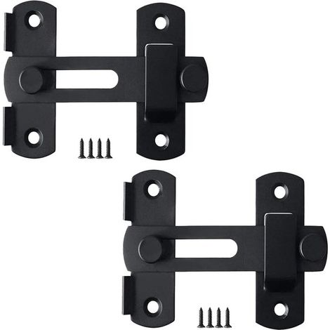 Verrou de porte - 2 pièces - Pêne à charnière - Verrou de porte à loquet - Acier inoxydable - Verrou de porte avec vis - Pour porte, fenêtre, meuble, salle de bain, porte coulissante - 70 x 50 cm - Zw (1/5)