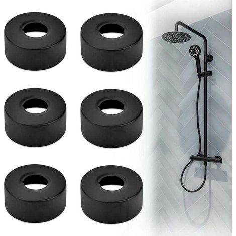 6 Pièces Mitigeur Douche, Cache Tuyau Plomberie Robinet en Acier Inoxydable rosace radiateur pour Robinets Tuyau de Douche Radiateur 25 MM(Noir) (1/5)