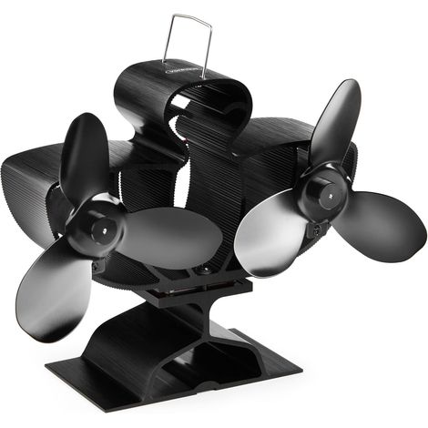 Double Ventilateur de Poêle à Bois  Ventilateur Cheminée à 6 Pales  Alimenté par la Chaleur  Silencieux, Circulation Respectueuse de l'Environnement