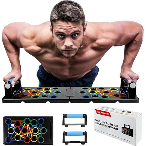 Push Up Board Pliable Ensemble de planches push-up 24 en 1, pliable et portable, salle de gym à domicile, équipement de fitness pour la maison (1/5)