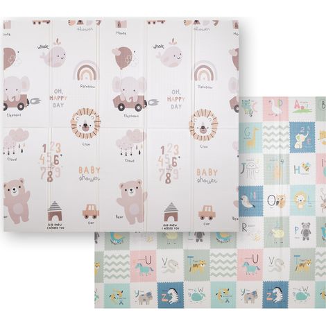 Alfombra de juegos para bebés KiddyMoon, alfombra de gateo de doble cara, alfombra de espuma para niños, alfombra apta para niños, patrón de parque infantil, cómoda, perfecta para interiores y exterio (1/2)
