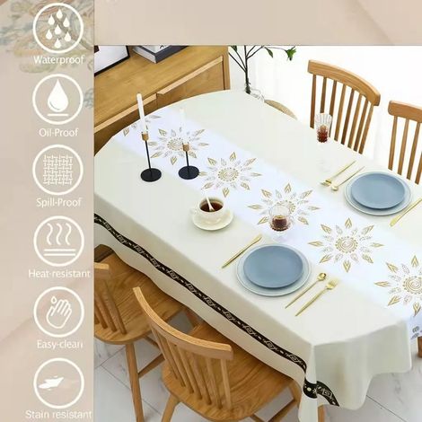 Nappe rectangulaire PVC imperméable, anti-graisse et anti-chaleur pour table - Protection et décoration intérieure