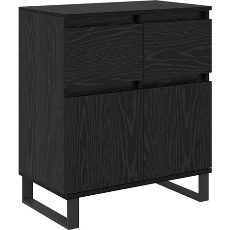 Buffet,Meuble de Rangement,Bahut Chêne noir 60 x 35 x 70 cm Bois d'ingénierie et fer CFW123085 (1/5)