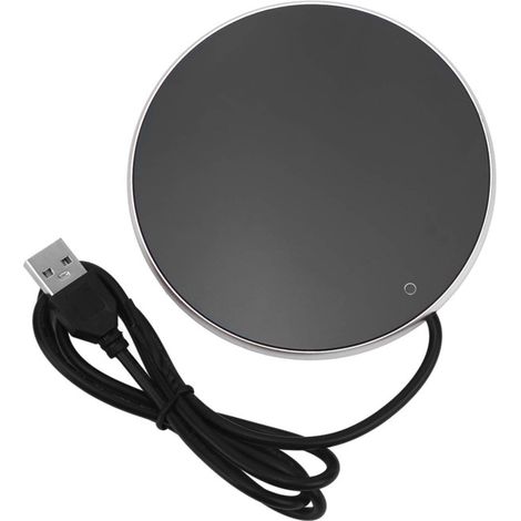 Beyamis Chauffe-tasse USB 55°C – 3 niveaux, argent, température constante, maison/bureau/voyage (1/5)