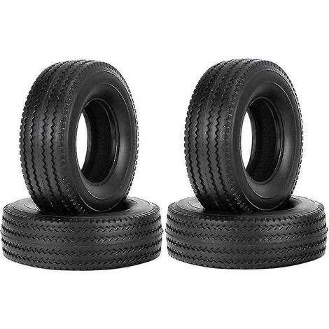 Quatre pneus en caoutchouc dur de 25 mm, compatibles avec les tracteurs semi-remorques télécommandés à l'échelle 1/14 - Pneus améliorés pour Tipper King Hauler Actros Scania (1/5)