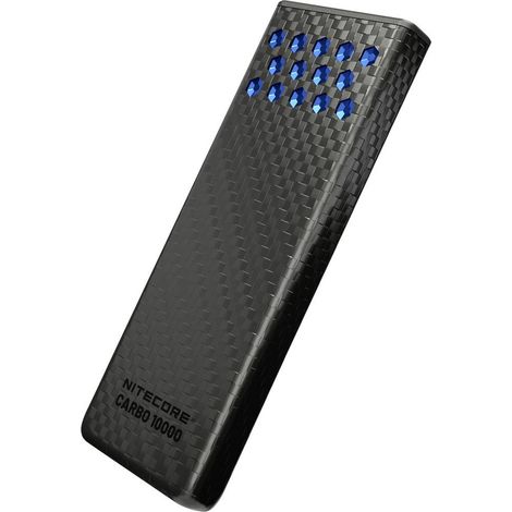 NiteCore NC-CARBO10000G2-BL Powerbank (batterie supplémentaire)10000 mAhPass-Through ChargingLi-I