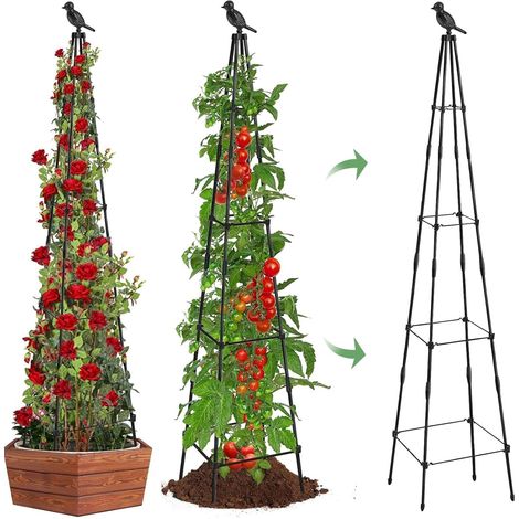 Set of 2 x 165 cm Garden Auxiliary Files - Metal Obelisk Trellis Decorative Core Climbing Plant Trellis - Festive Ceremony Background - Garden, Greenhouse, Yard and Living Room (1/5)