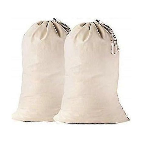 2 Pcs Extra Large Cotton Laundry Bag, Heavy Duty Large Laundry Bags 24 x 36 inch XL Drawstring Travel Organizer Bag Fit Hamper Basket Camp Home (1/3)