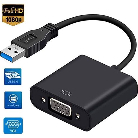 USB zu VGA Adapter, USB 3.0/2.0 zu VGA Video Adapter, 1080P USB auf VGA Video Adapter Konverter, Externe Grafikkarte für PC, Laptop Windows 10/8.1/8/7/XP (1/5)