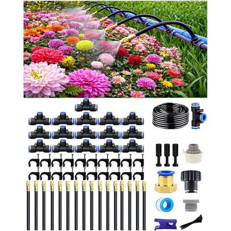 Système d'Irrigation Goutte-à-Goutte, Arrosage Automatique de Jardin, Buse Brumisatrice Réglable 360°, Tête d'Arroseur Rotative à Haut Débit pour Jardin, Terrasse et Plantes en Pot