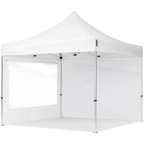 3x3 m Faltpavillon PROFESSIONAL Alu 40mm, Seitenteile mit Panoramafenstern, weiß (1/5)
