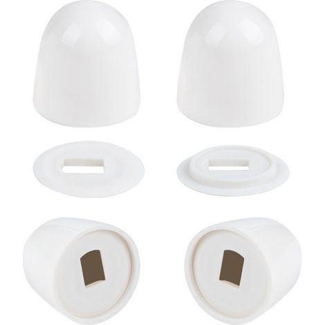 Paquet de 4 Capuchons de Boulon de Toilette Universels - Capuchons Ronds en Plastique Blanc 3,7 mm de Haut avec Rondelle Supplémentaire pour Montage Facile (1/3)