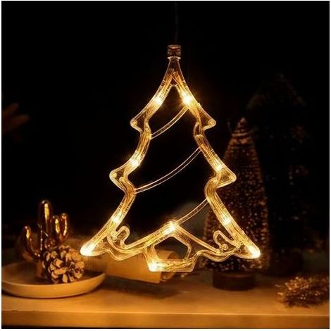 Autre décoration de Noël, guirlande lumineuse LED pour sapin de Noël, accessoires de magasin, stickers pour vitres, décoration de scène, ambiance, décoration de fenêtre (sapin de Noël) (1/4)