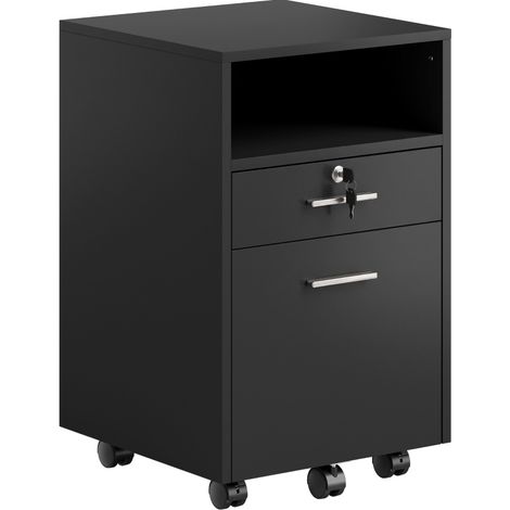 Caisson de bureau sur roulettes 40x40x65 cm en MDF noir, avec rangement pour bureau FloraGrace (1/5)