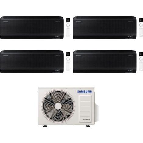 Samsung Climatizzatore Quadri Split Windfree Black 9+9+9+12 BTU con AJ100TXJ5KG/EU Inverter R-32 Wi-Fi Classe A++