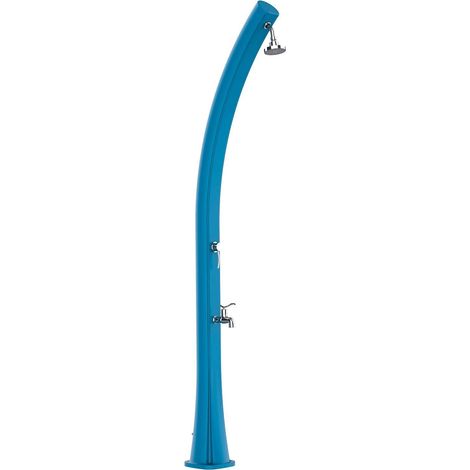Starmatrix Rio Doccia a Riscaldamento Solare Curva In Polietilene Serbatoio 25 l Con Lavapiedi Blu Soffione Rotondo Serbatoio 25 Litri Con Lavapiedi Accessori e Rubinetti In Ottone
