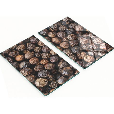 Tablas decorativas de cristal para cortar y servir con dise帽o de granos de pimienta, 2x30x52 cm.