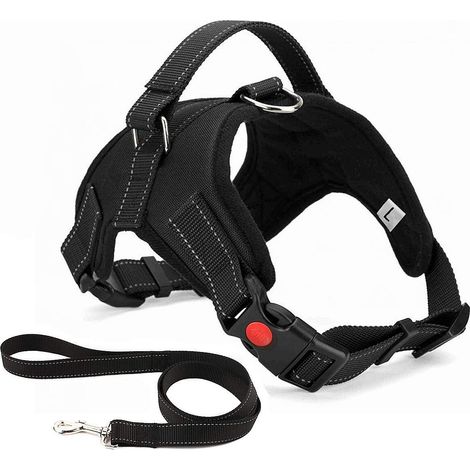 Harnais pour chien avec poignée et boucle verrouillable - Gilet réfléchissant respirant et réglable pour promenade et dressage