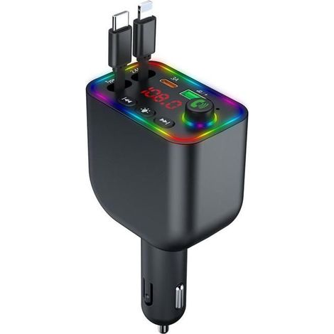 Câble rétractable Y4 voiture - Charge rapide USB - Compatible Bluetooth MP3 - Connexion audio sans fil - HAWUJ (1/5)