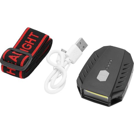Lampe frontale de pêche portable à induction, étanche, rechargeable, stable, réglable et durable (noire). (1/5)