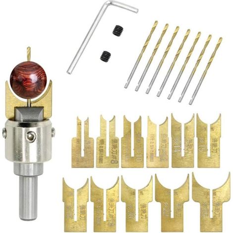 Kit di utensili sferici in carburo di tungsteno con lama buddista da 6-25 mm per la lavorazione del legno, fresa per perline, set di utensili per la lavorazione del legno (1/4)