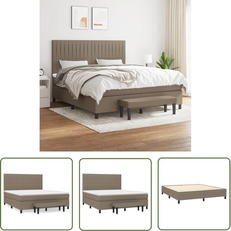 Lit adulte,Lit avec Sommier et Matelas confortable pour Chambre,Ensemble Lit à sommier tapissier Taupe 180x200 cm Tissu -BVN50986 (1/5)