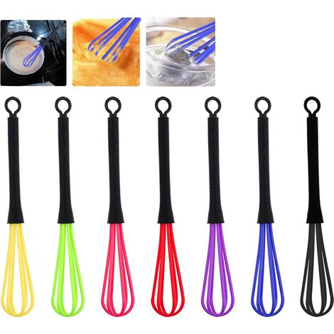 7 batidores de cocina, accesorios de cocina, batidora de mano, mini batidor de cocina, batidor de cocina pequeño, mini batidor de plástico, batidor de globo, herramienta para cocinar o teñir el cabell (1/4)