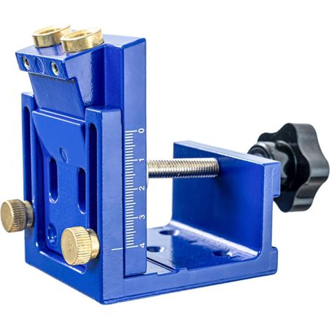 Aluminum Alloy Wood Drill Bit Guide with Adjustable Drilling Angle 15° for Splicing Wood Boards, Cabinet Door Panels, Furniture Assembly (BLUE) (1/5)