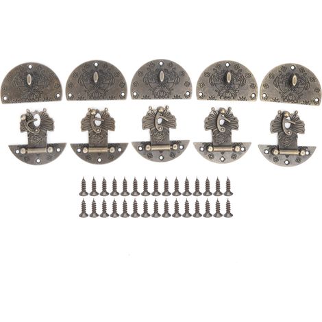5Pcs Fermoir Antique en Alliage Vintage pour Boîte à Bijoux, Coffret Cadeau ou Meuble - Boucle de Verrou Solide (1/5)